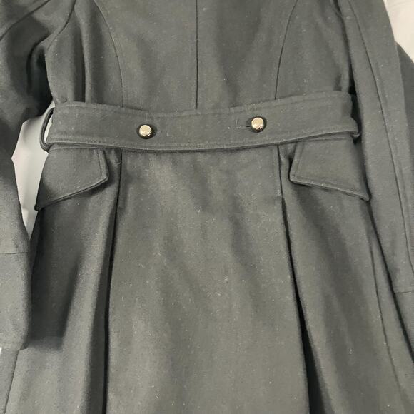 Steve Madden Women’s Black Military Coat Medium Wool Blend Long Jacket - Picture 14 of 15